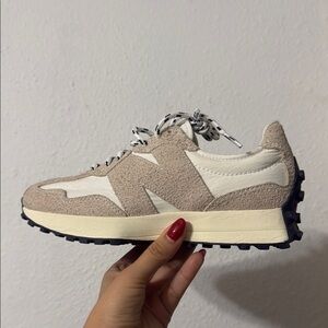 Tan and White Retro-Inspired Chunky Sneakers